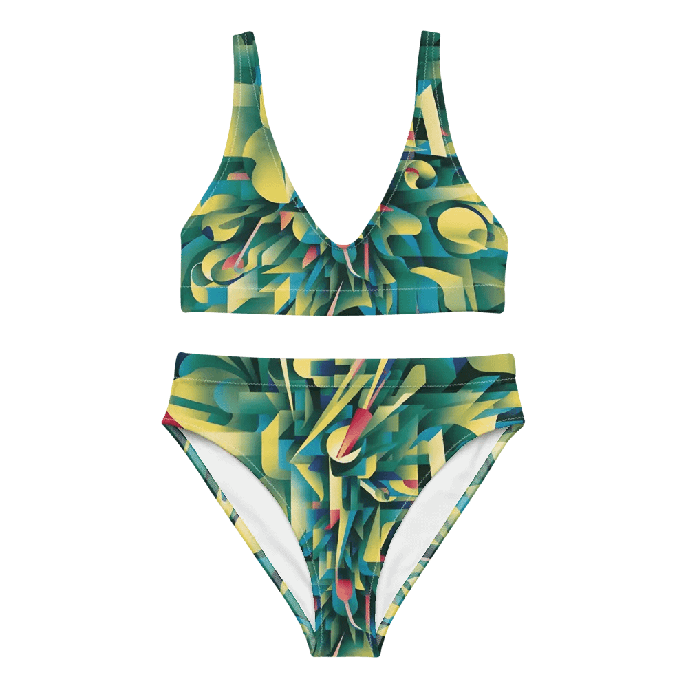 Abstract Lithographic Pattern Design High Waisted Bikini - V8 product image (2)