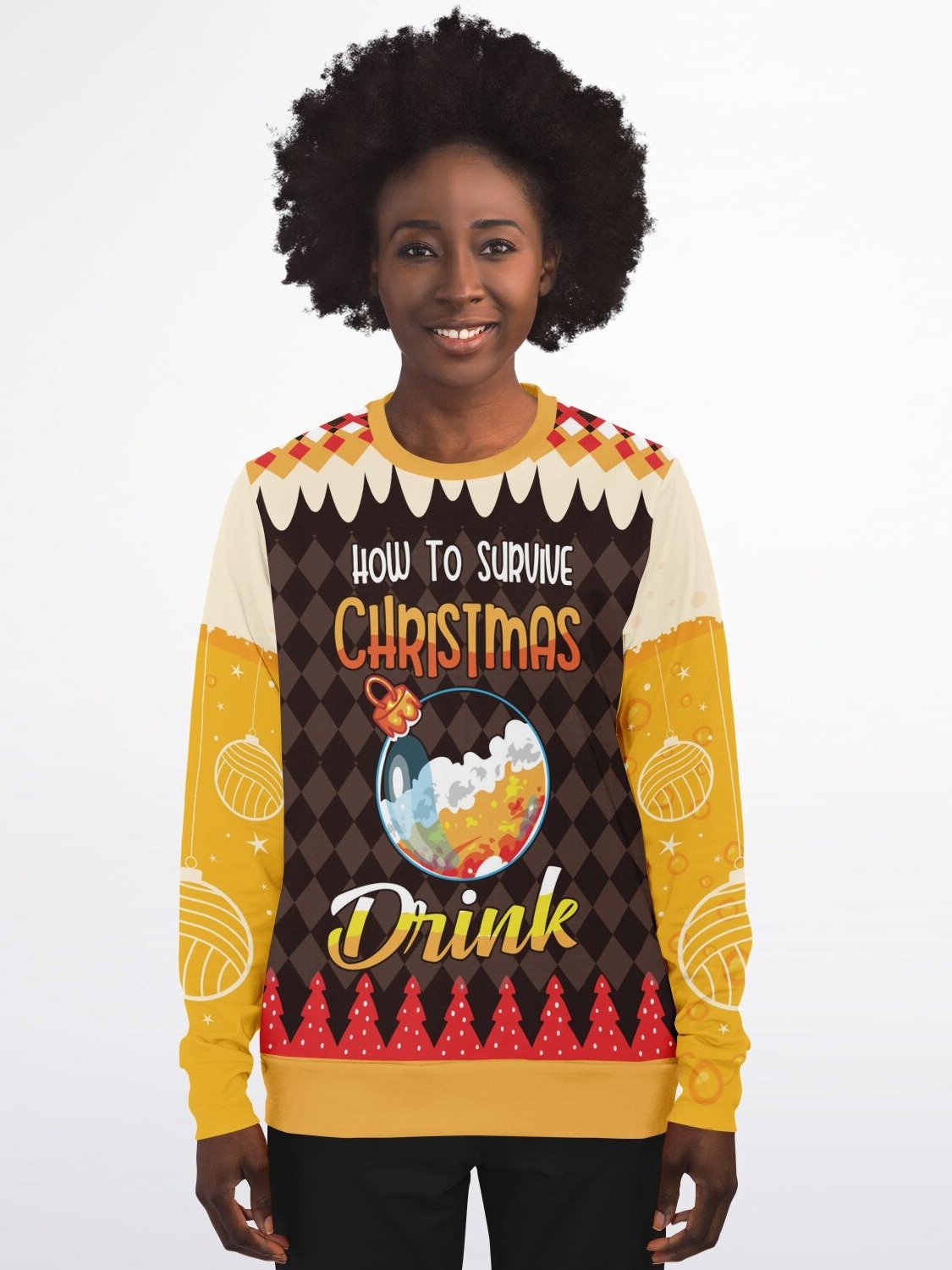 "How to Survive Christmas - Drink" Funny Christmas Sweatshirt | Humorous Holiday Party Outfit | Festive Drinking Winter Outfit product image (1)