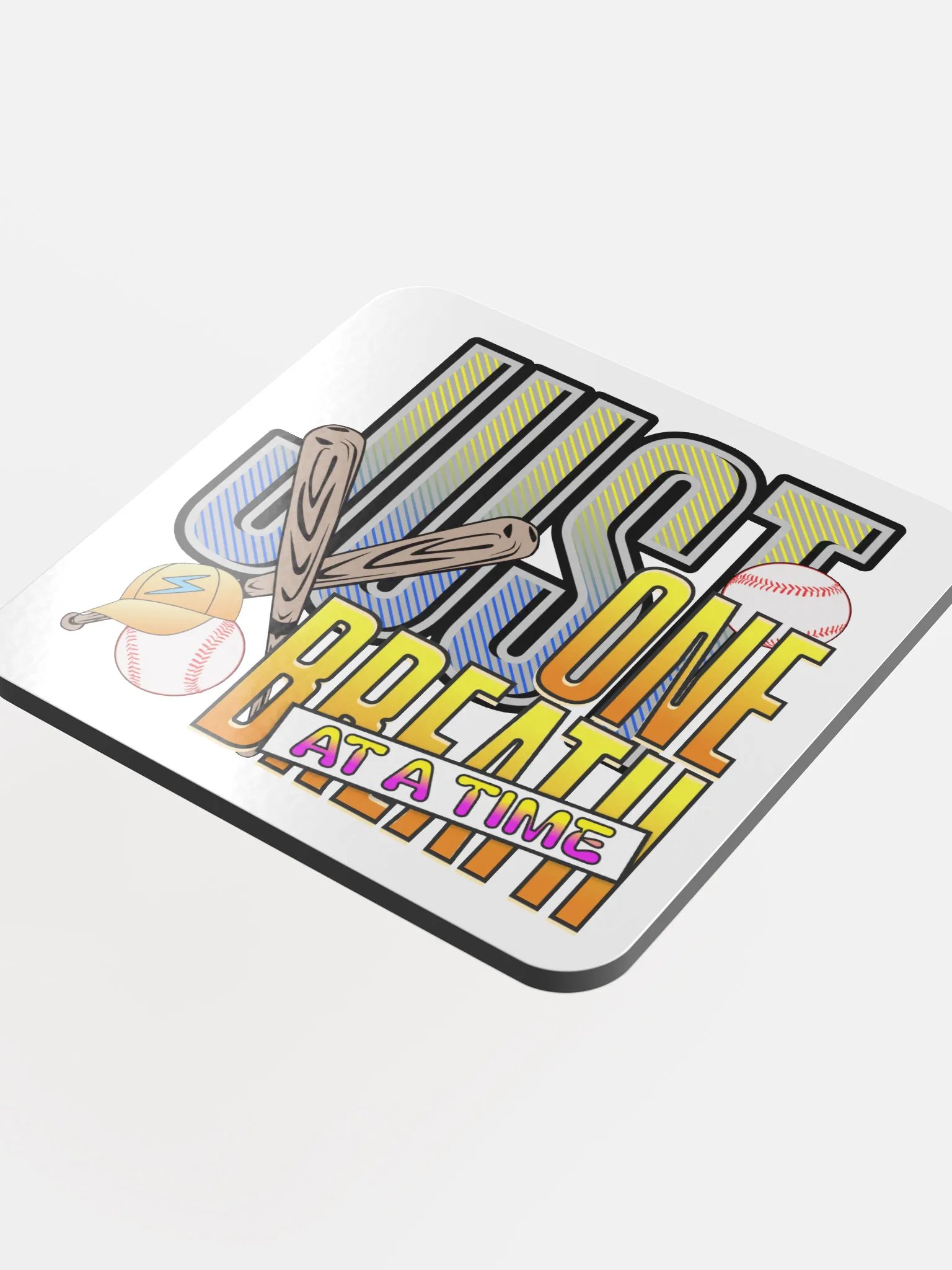 Just One Breath At A Time Baseball Inspirations Cork Coaster product image (1)