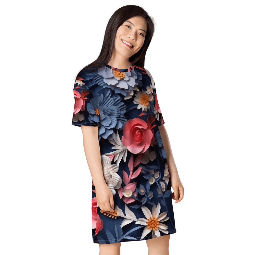 3D-Ditsy-Flowers-Seamless-Patterns T-shirt Dress - V12 product image (8)