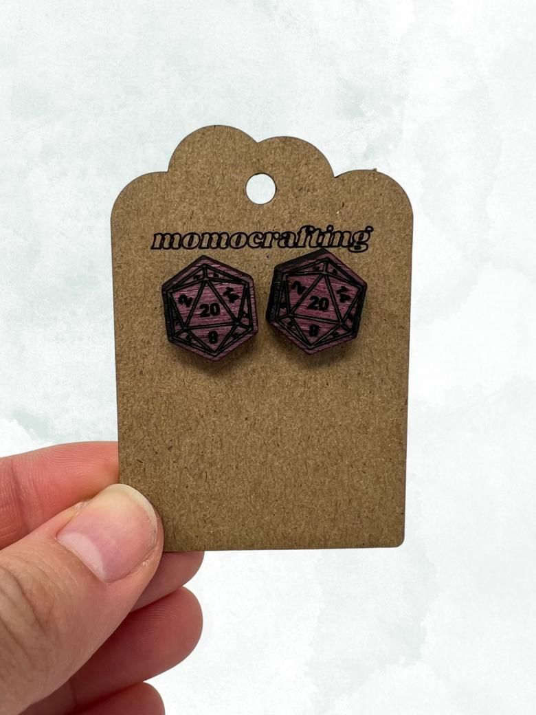 D20 Dice Stud Earrings (Purpleheart) product image (1)