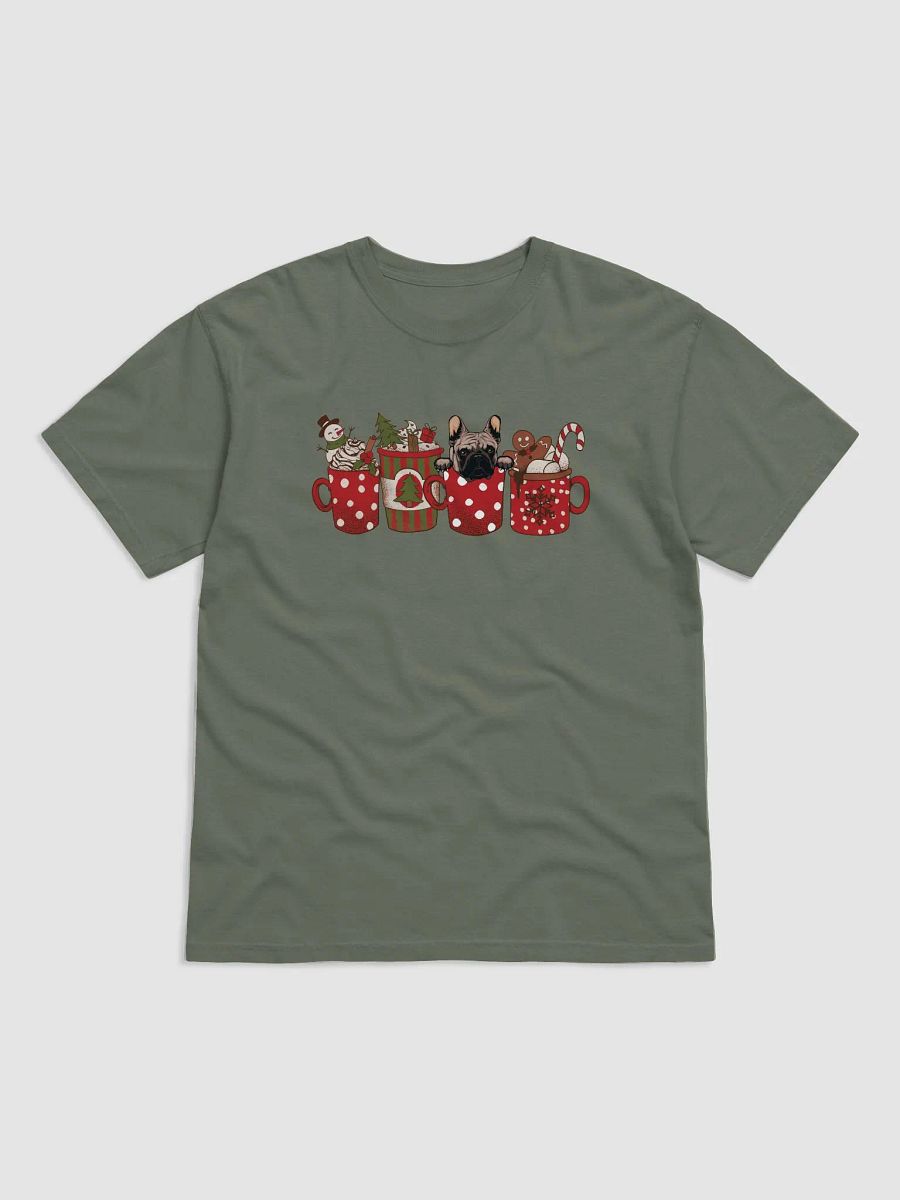 Cute French Bulldog(Fawn) in a Christmas Cup T-Shirt | Funny Christmas Frenchie Pup in a Cup product image (19)