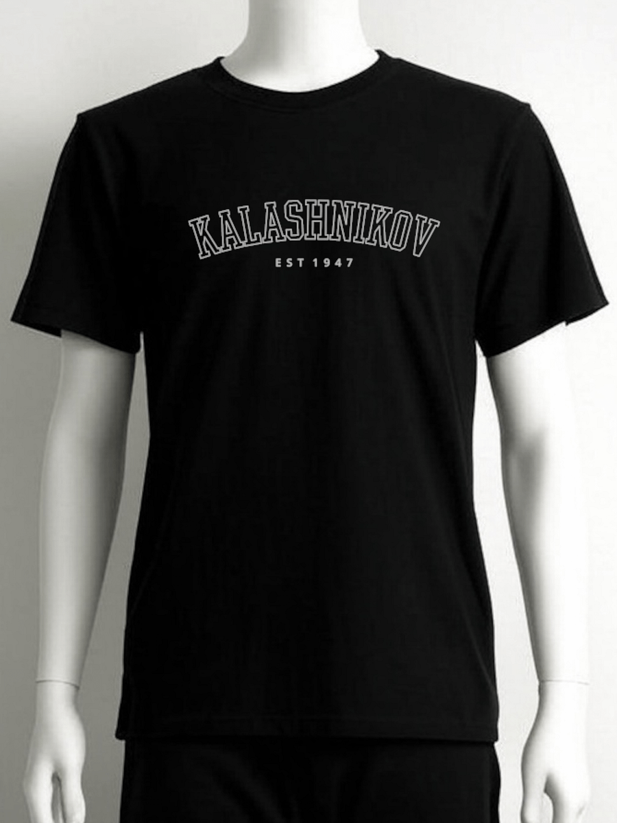 Kalashnikov EST 1947 T-Shirt – Vintage Varsity Military Style Tee product image (1)