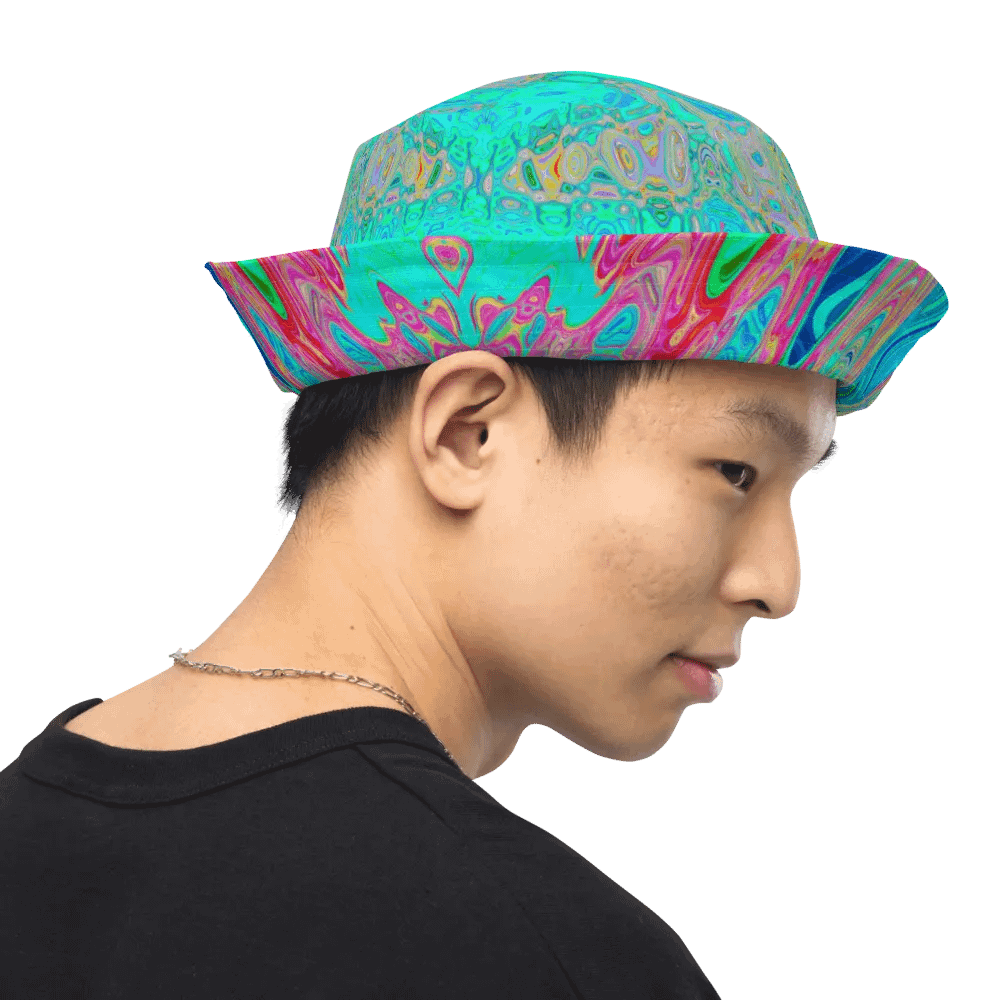 Groovy Abstract Retro Rainbow Atomic Waves Bucket Hat product image (1)