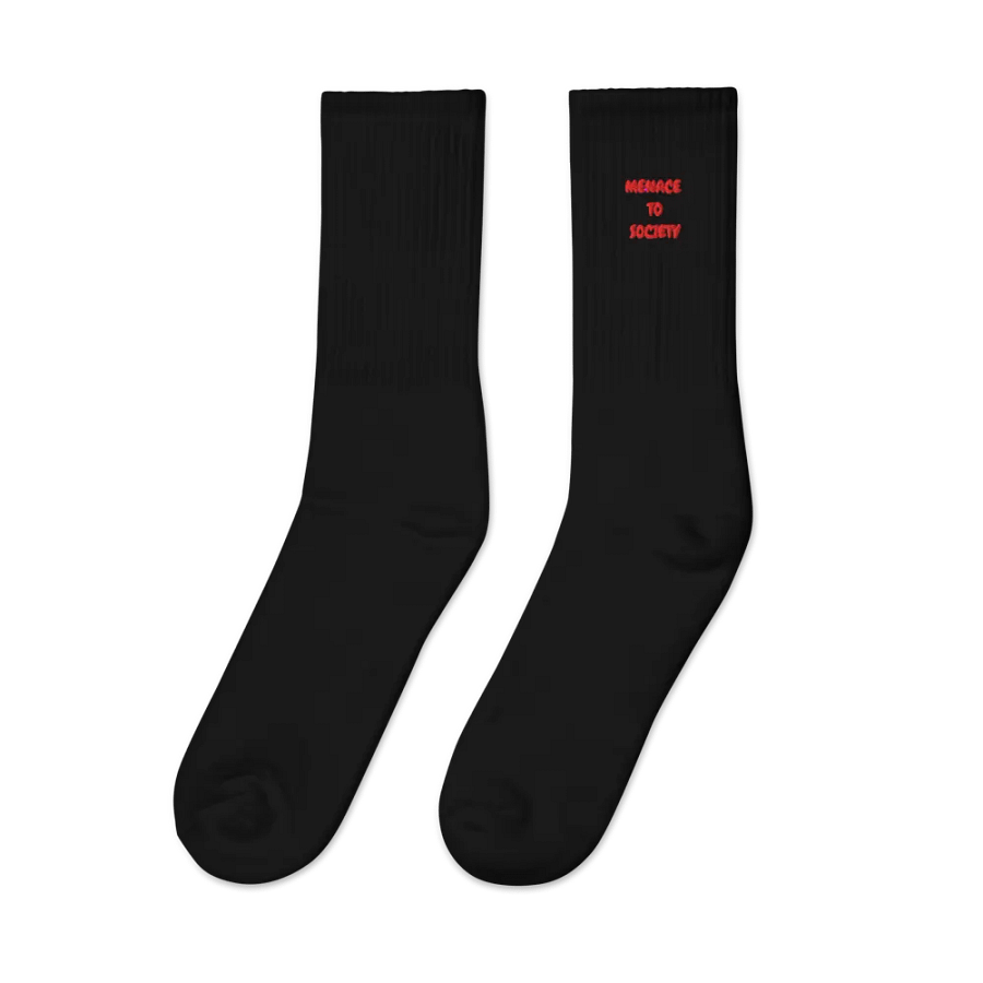 Menace to Society Embroidered Crew Socks product image (2)