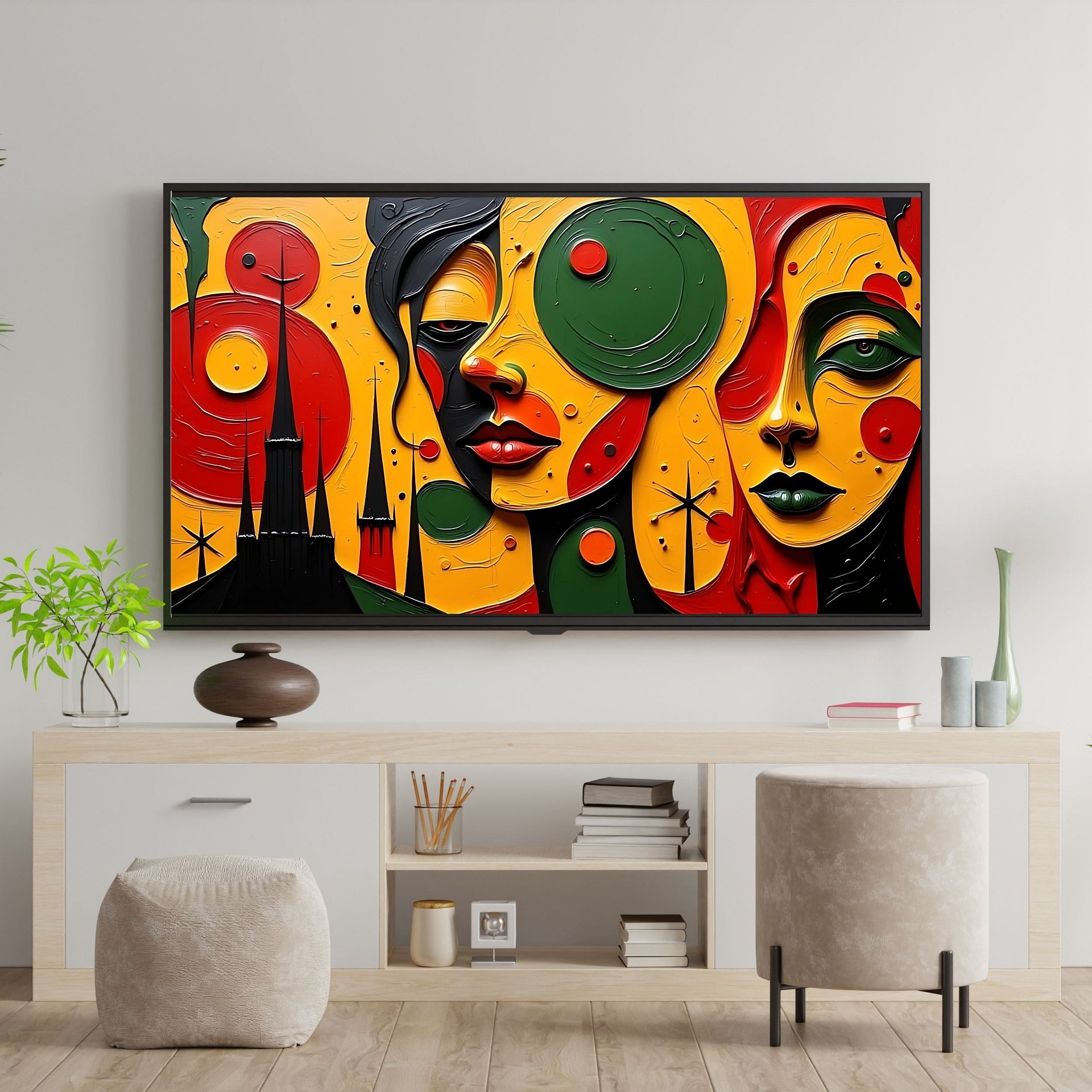 Church Folk TV Frame Art/Wallpaper Juneteenth Picture Abstract Black Woman Wall Art | Digital Download | Textured Afrocentric Printable Poster for Modern Home Decor for Black History Art product image (6)