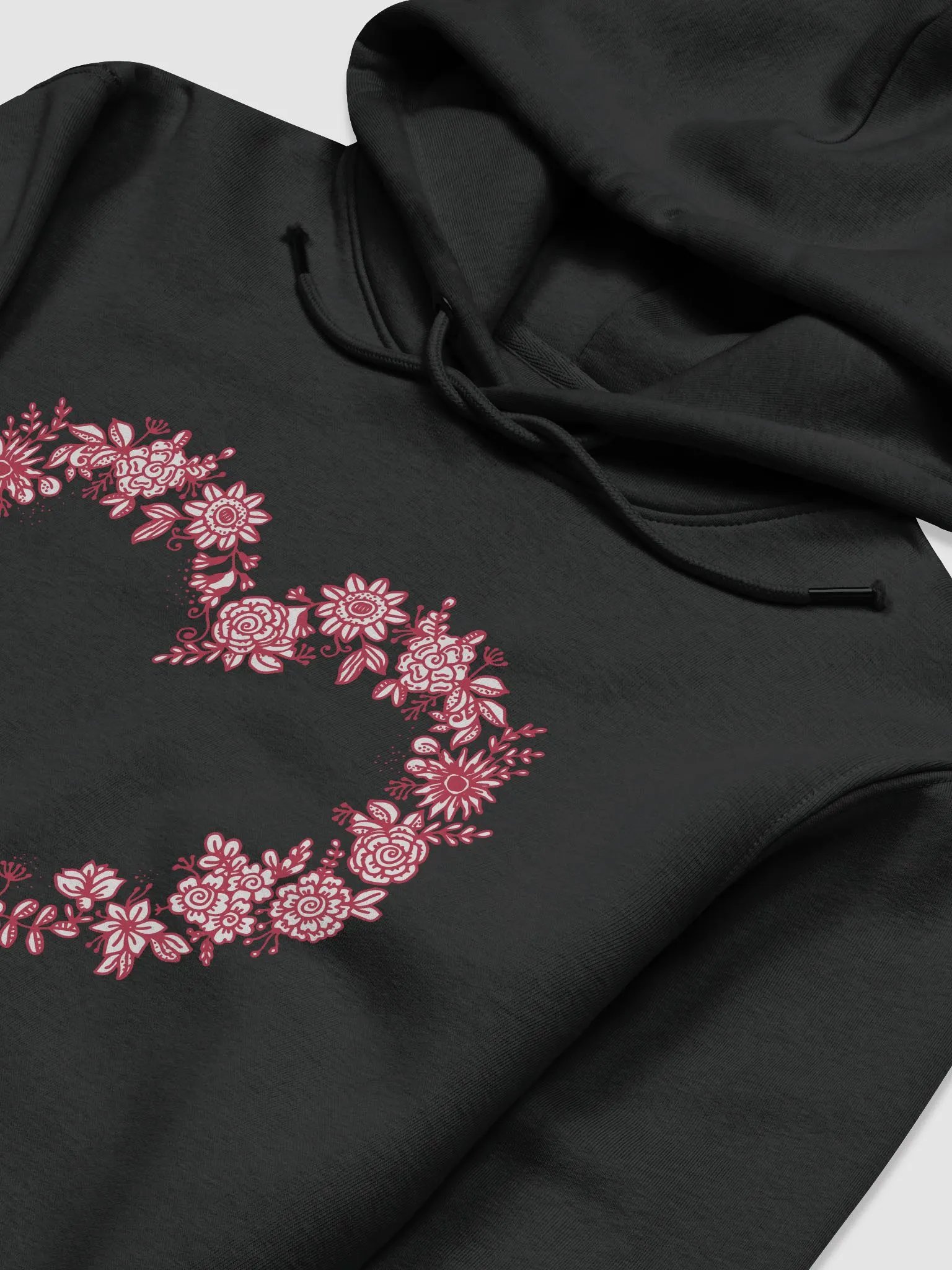 Red Floral Heart Unisex Essential Eco Hoodie product image (11)