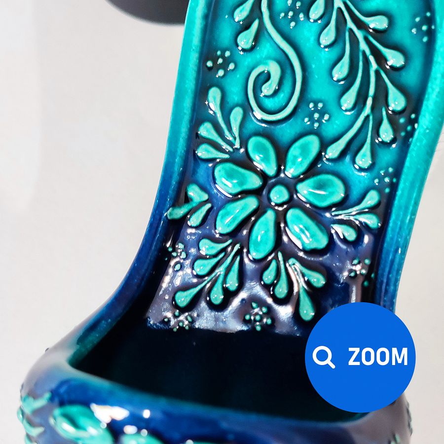 Ceramic wall decor, turquoise shoes (Terlik) — handmade pottery, handmade ceramic, home decor, handmade gift, Turkish ceramic product image (6)