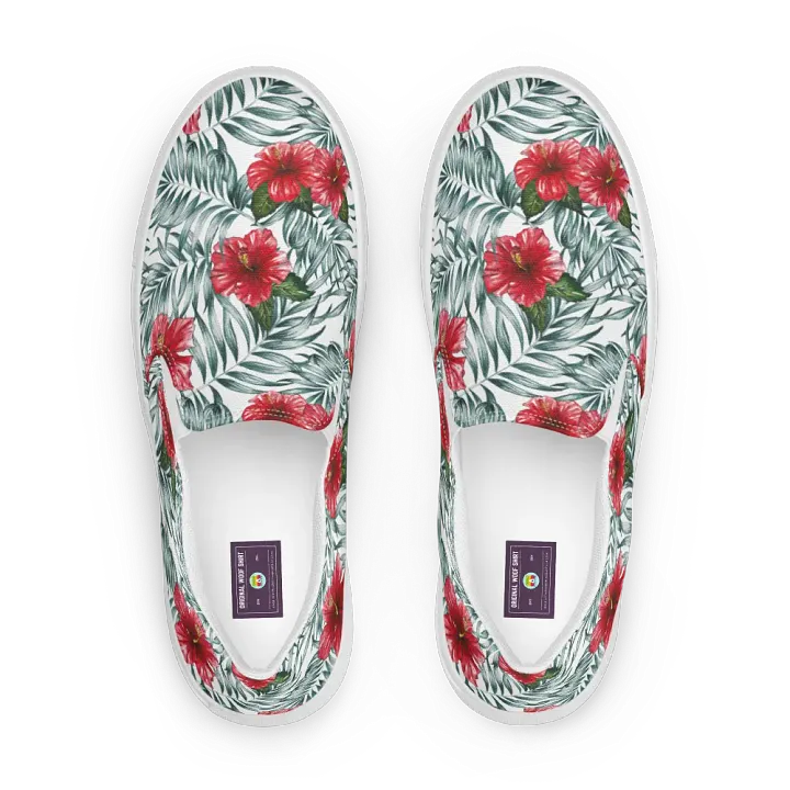 Hibiscus Leaf Design | Women's Slip-On Canvas Shoes product image (1)