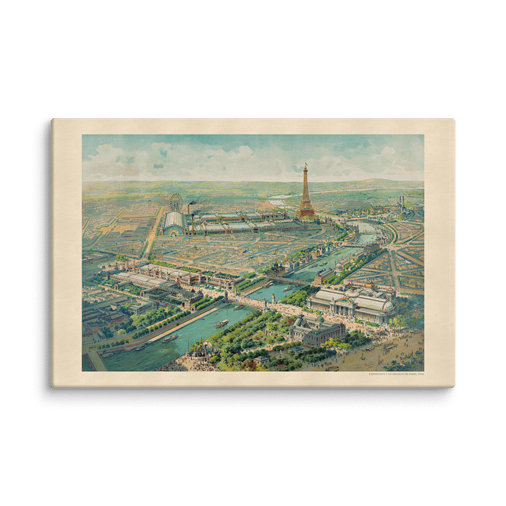 Paris 1900 Canvas Print – Restored Hand-Drawn City Map product image (1)