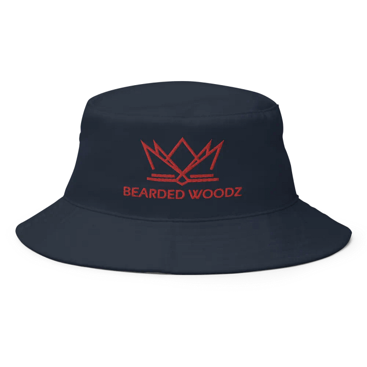 Bearded Woodz Navy Bucket Hat (Red Embroidery) product image (1)