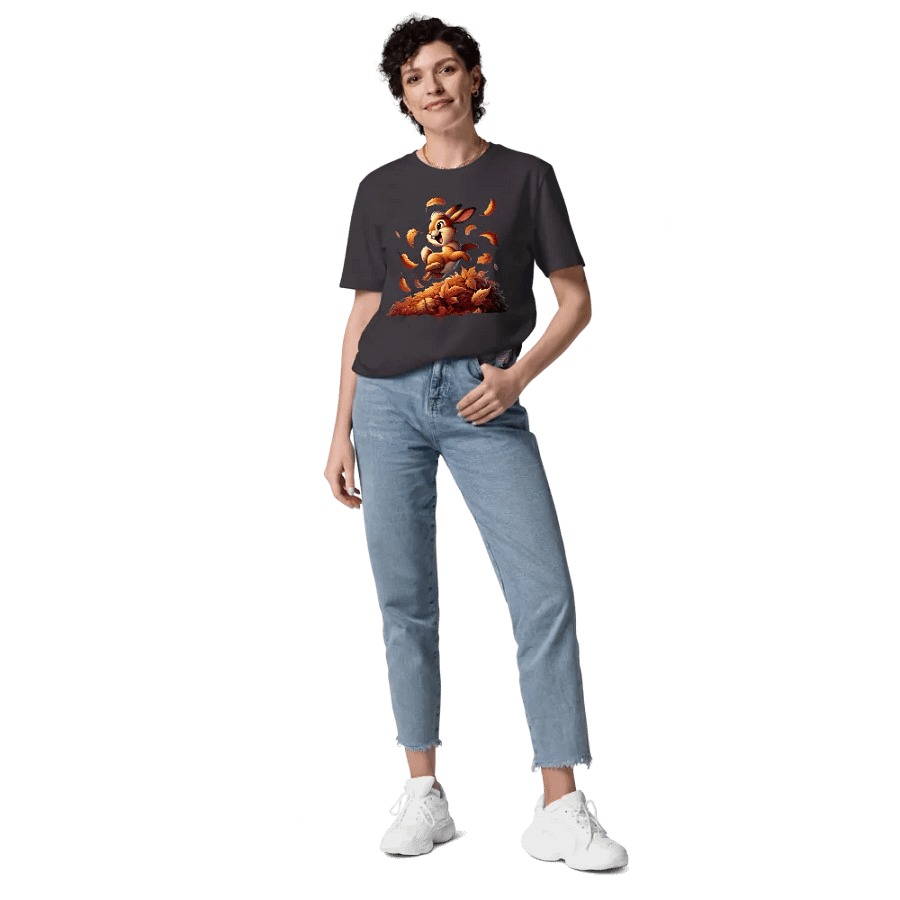 Autumn Leaves Bunny Organic Unisex T-Shirt product image (180)
