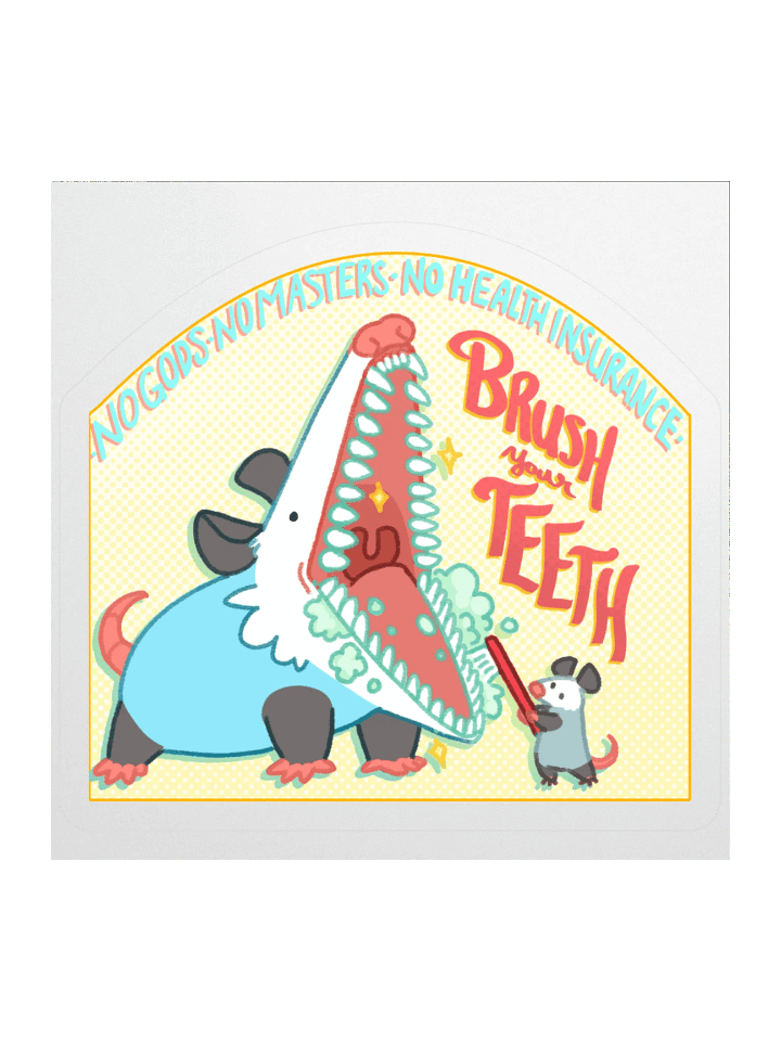 Brush your teeth possum sticker product image (2)