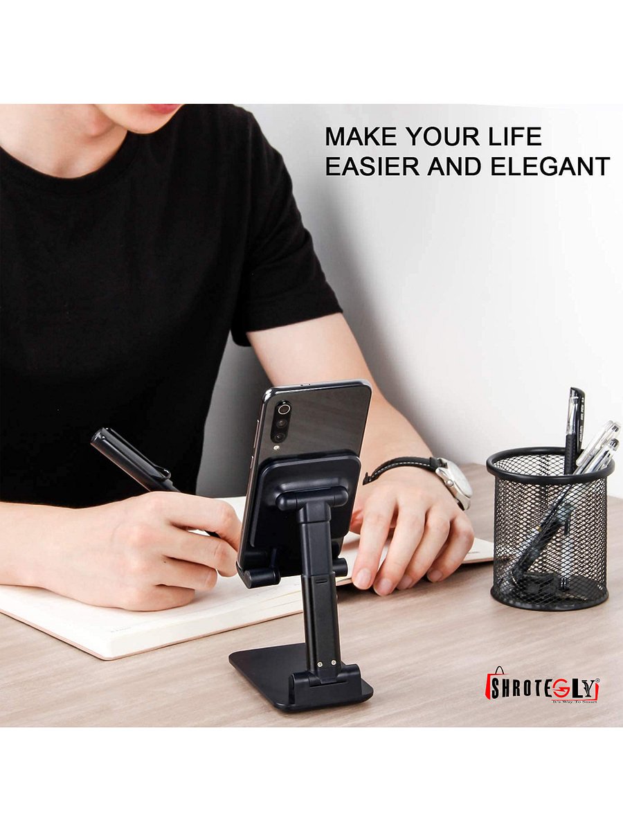 Mobile Holder Stand Adjustable and Foldable for Phones ( Black ) Pack of 1 product image (5)