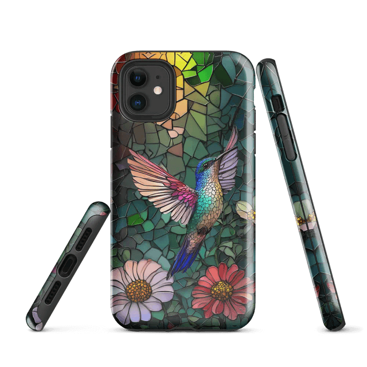 Stained Glass Pattern Hummingbird iPhone® Tough Case product image (1)