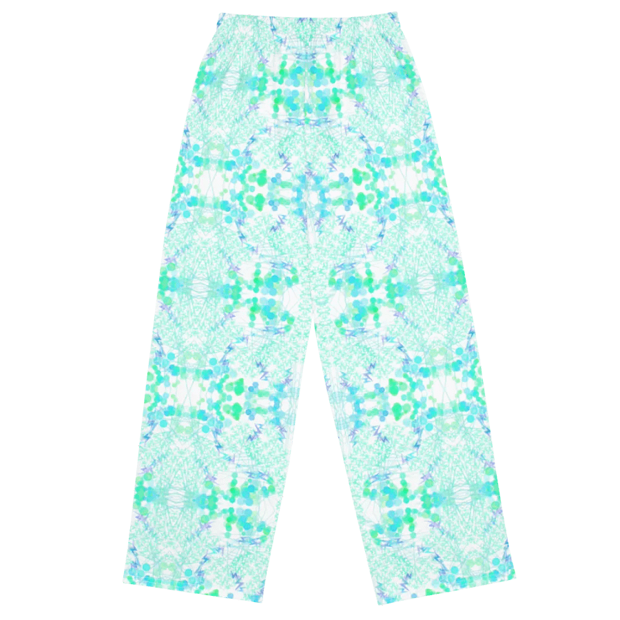 Aqua Mesh Geometric Design Unisex Wide Leg Bottoms product image (2)