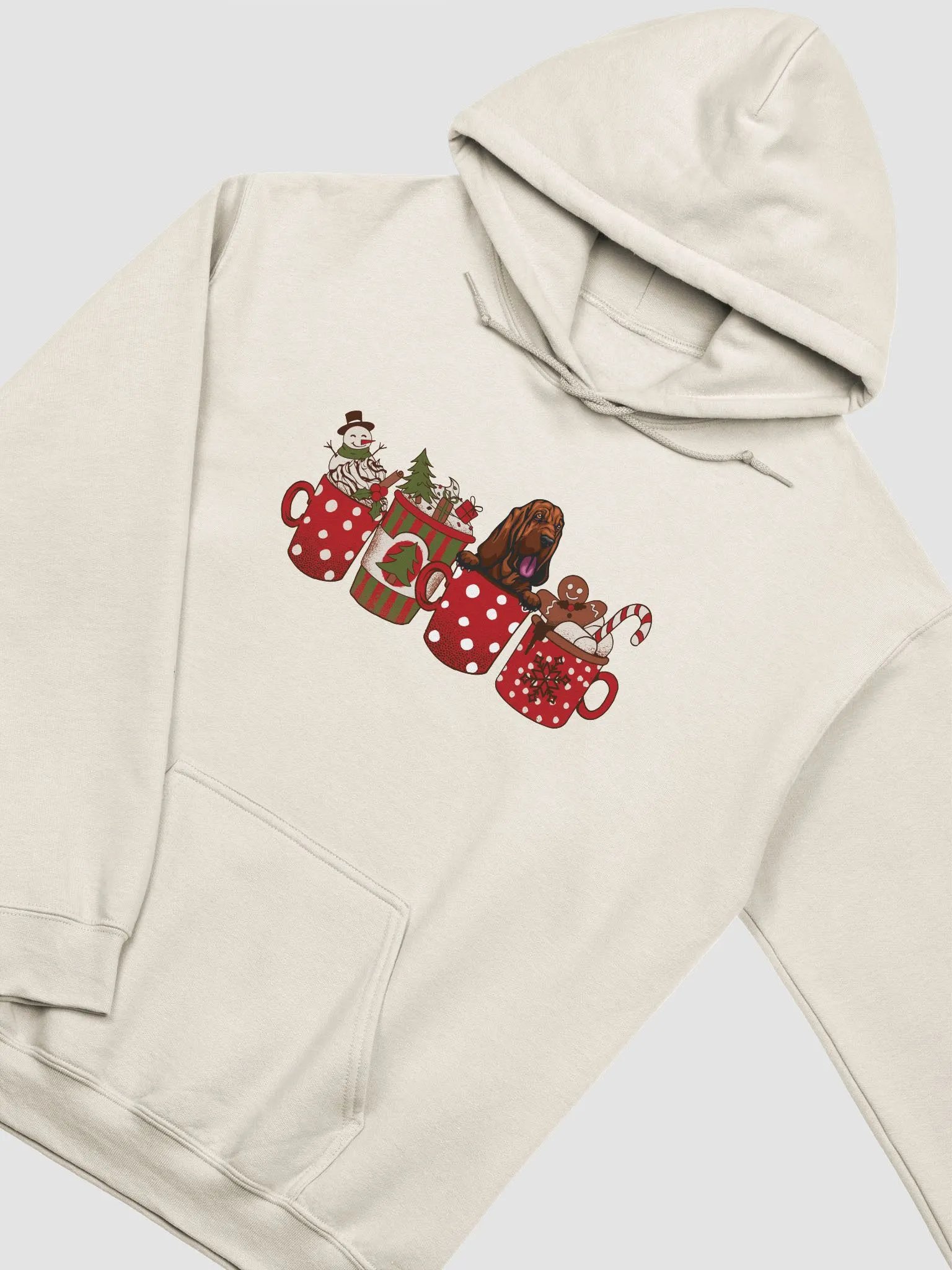 Cute Bloodhound in a Christmas Cup Hooded Sweatshirt | Funny Christmas Pup in a Cup product image (20)