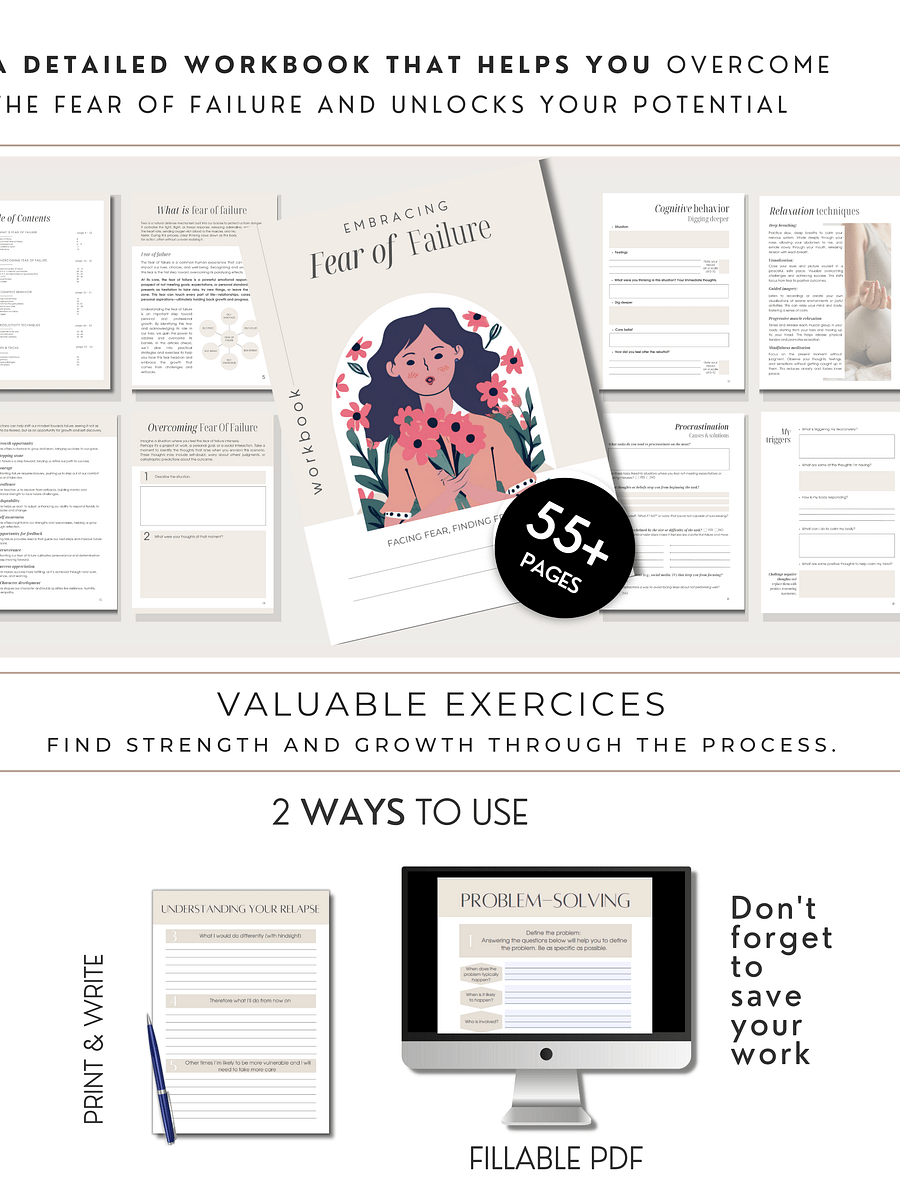 Fear Of Failure Workbook - Printable and Fillable PDF Instant Download product image (2)