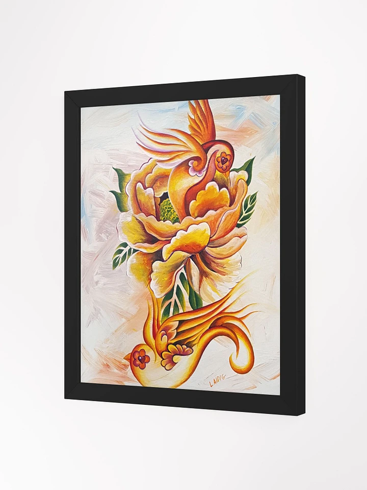 Monarch Orange Peony and Sparrows Framed Print product image (22)