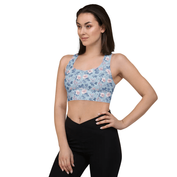 Serene Blue Blossoms Sports Bra product image (2)