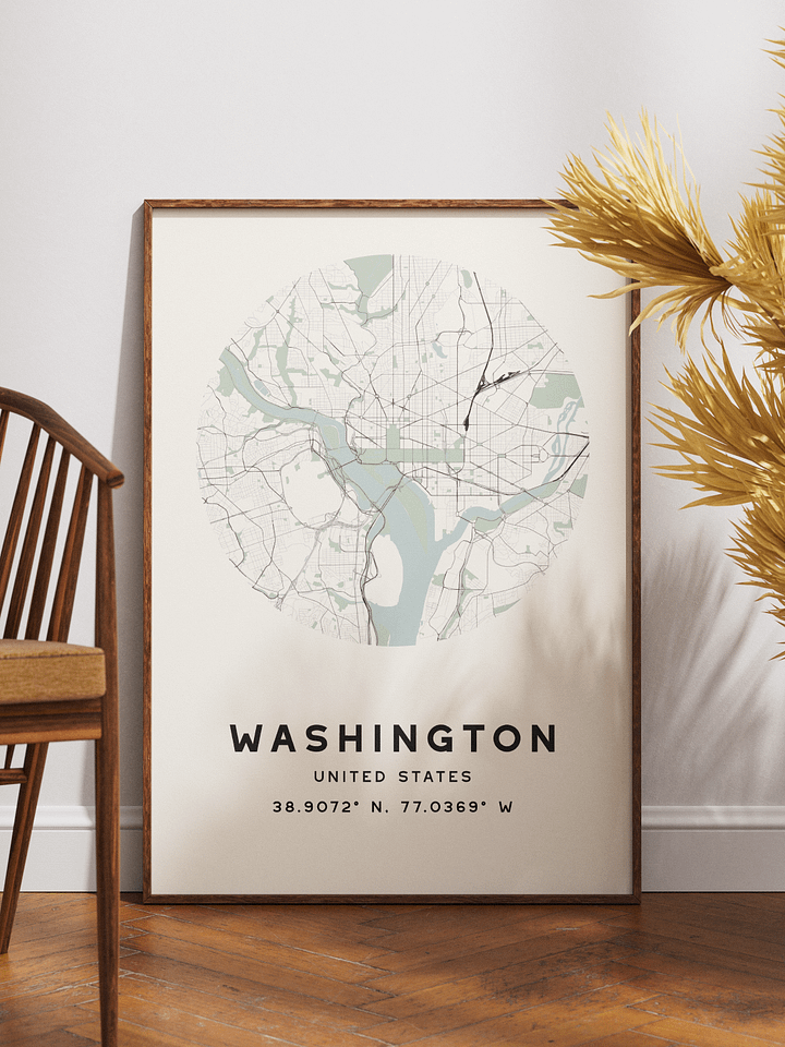 Washington Street Map Poster – Beige Minimalist Circular City Art product image (1)