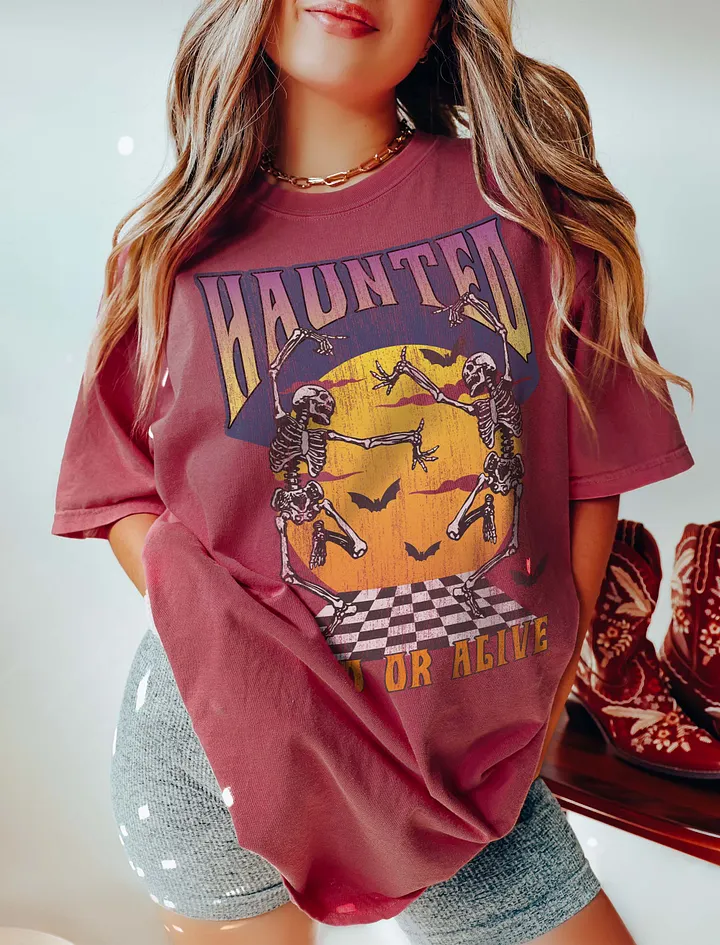 Haunted Dead or Alive T-Shirt | Funny Dancing Skeletons for Fall and Halloween product image (5)