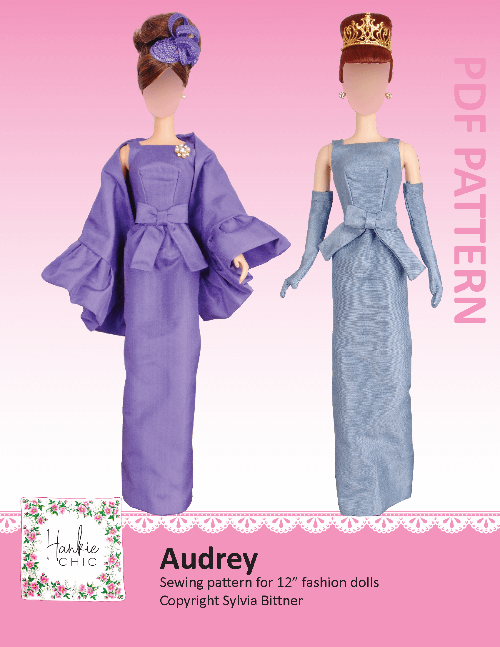 Audrey sewing pattern for 12" fashion dolls product image (1)