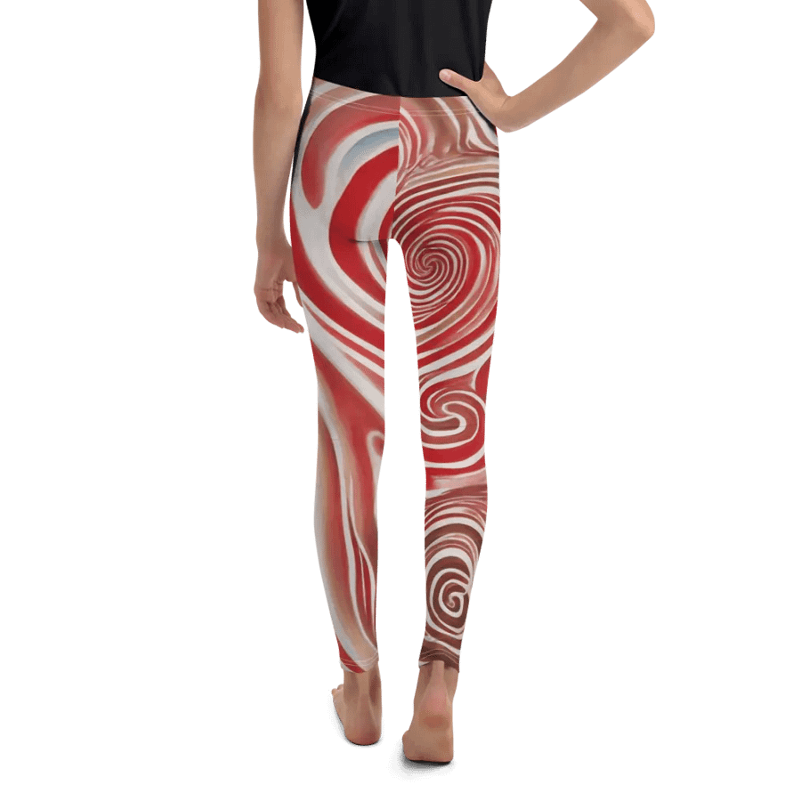 Funky Red Liquid Tie-Dye Explosion Youth Leggings product image (2)