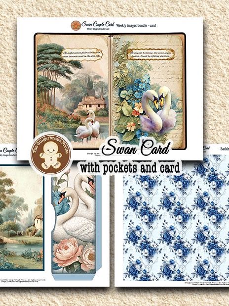 $1 Deal Swan Card Kit Digital Download product image (1)
