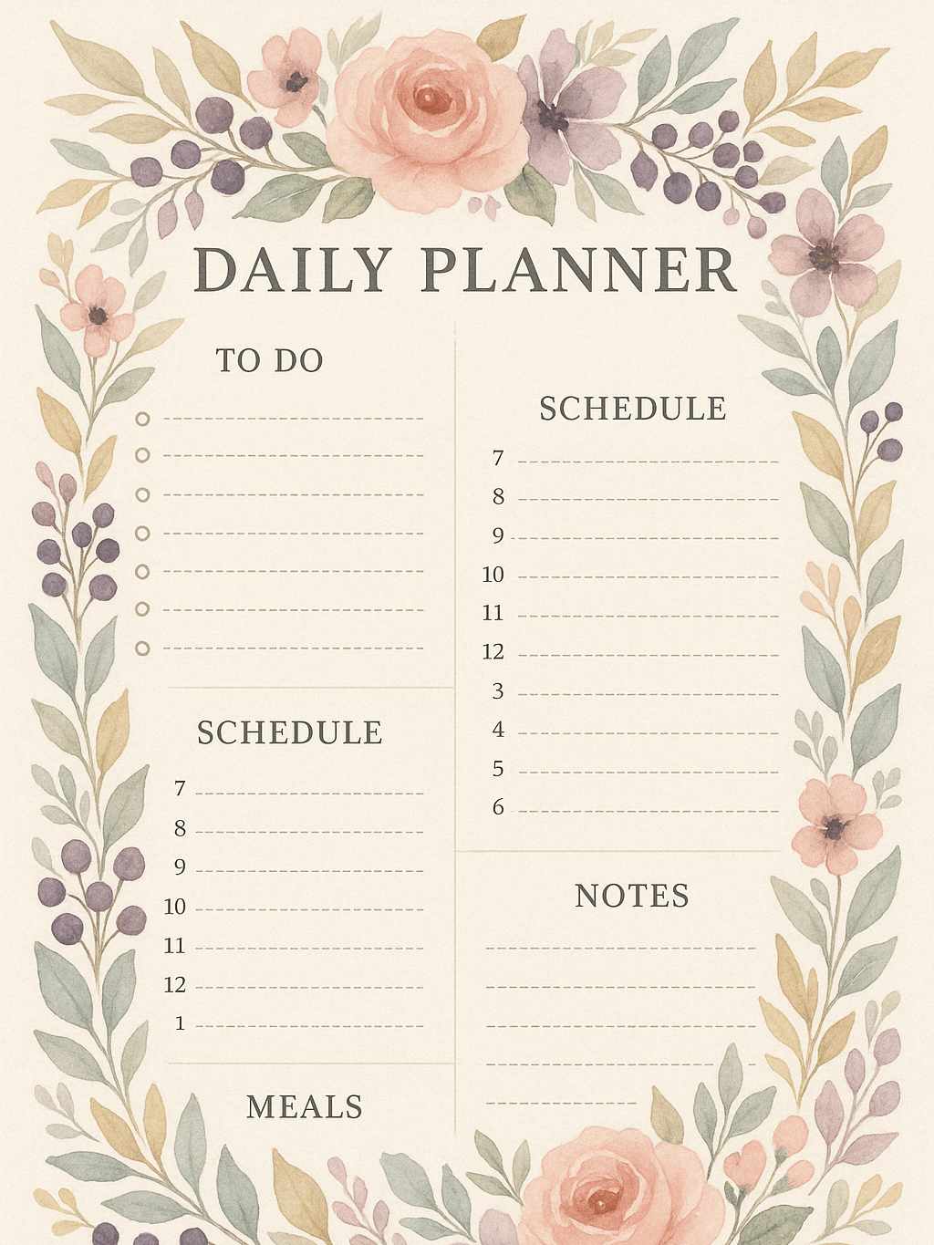 Printable Daily Planner Template – Minimalist PDF Download, Daily Schedule, To-Do List, Productivity Sheet, Goal Organizer product image (9)
