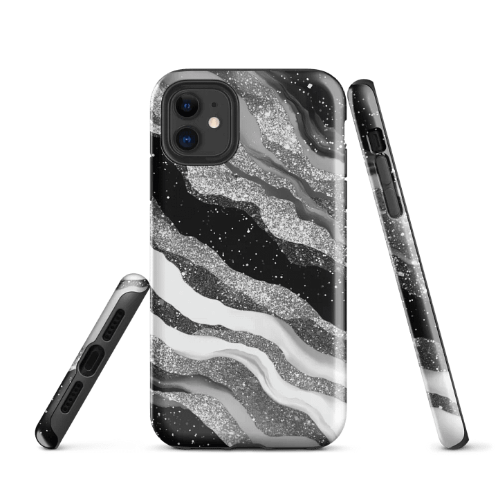 Black White Silver Marble Effect - Tough Phone Case product image (1)