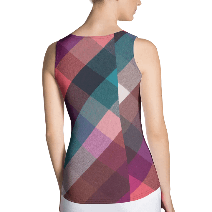ALL-OVER PRINTED VINTAGE PURPLE CHECKERED PATTERN WOMEN'S TANK TOP product image (2)