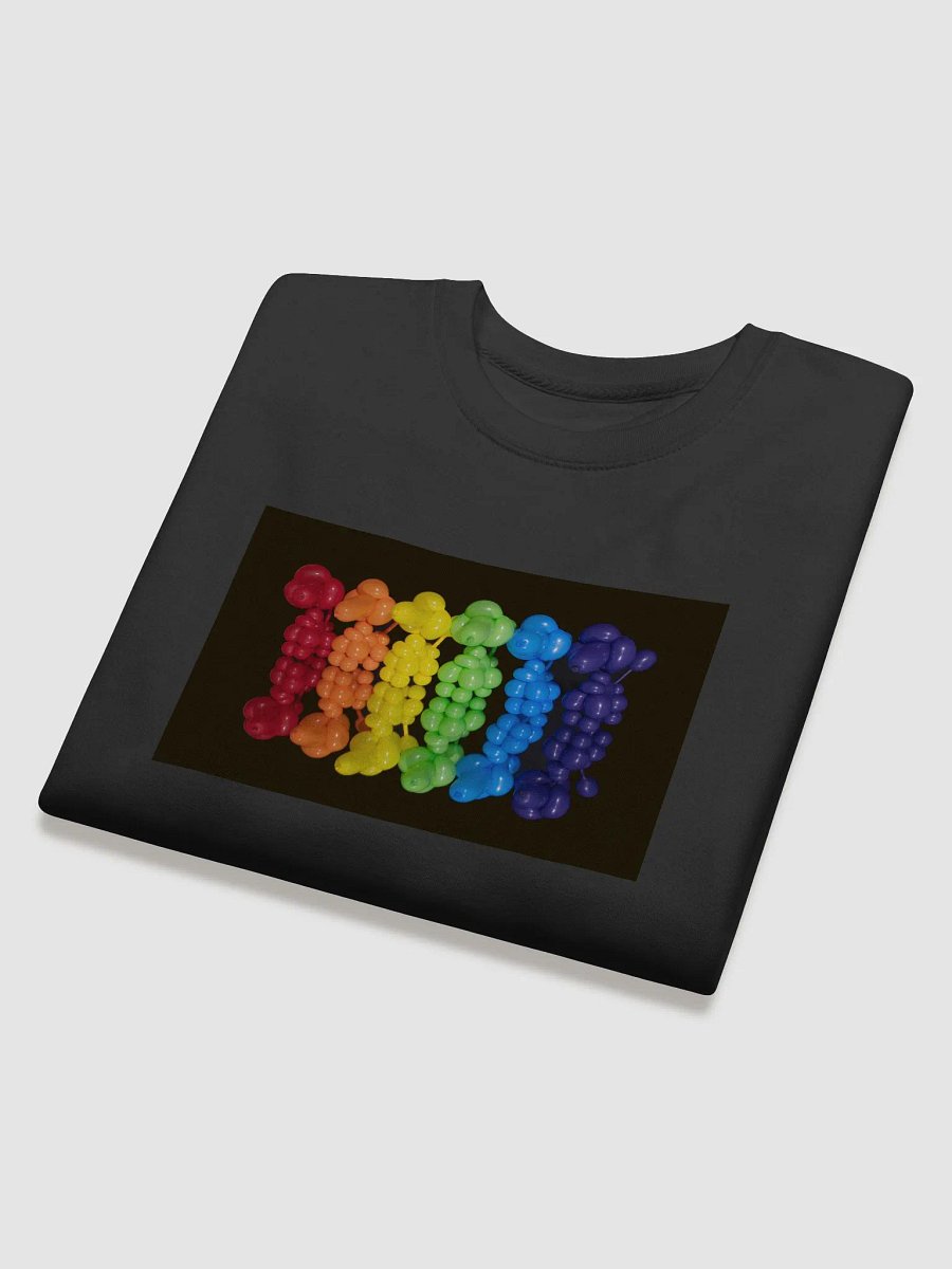 Colorful rainbow of balloon animal poodle dogs on black long sleeve shirt. product image (4)