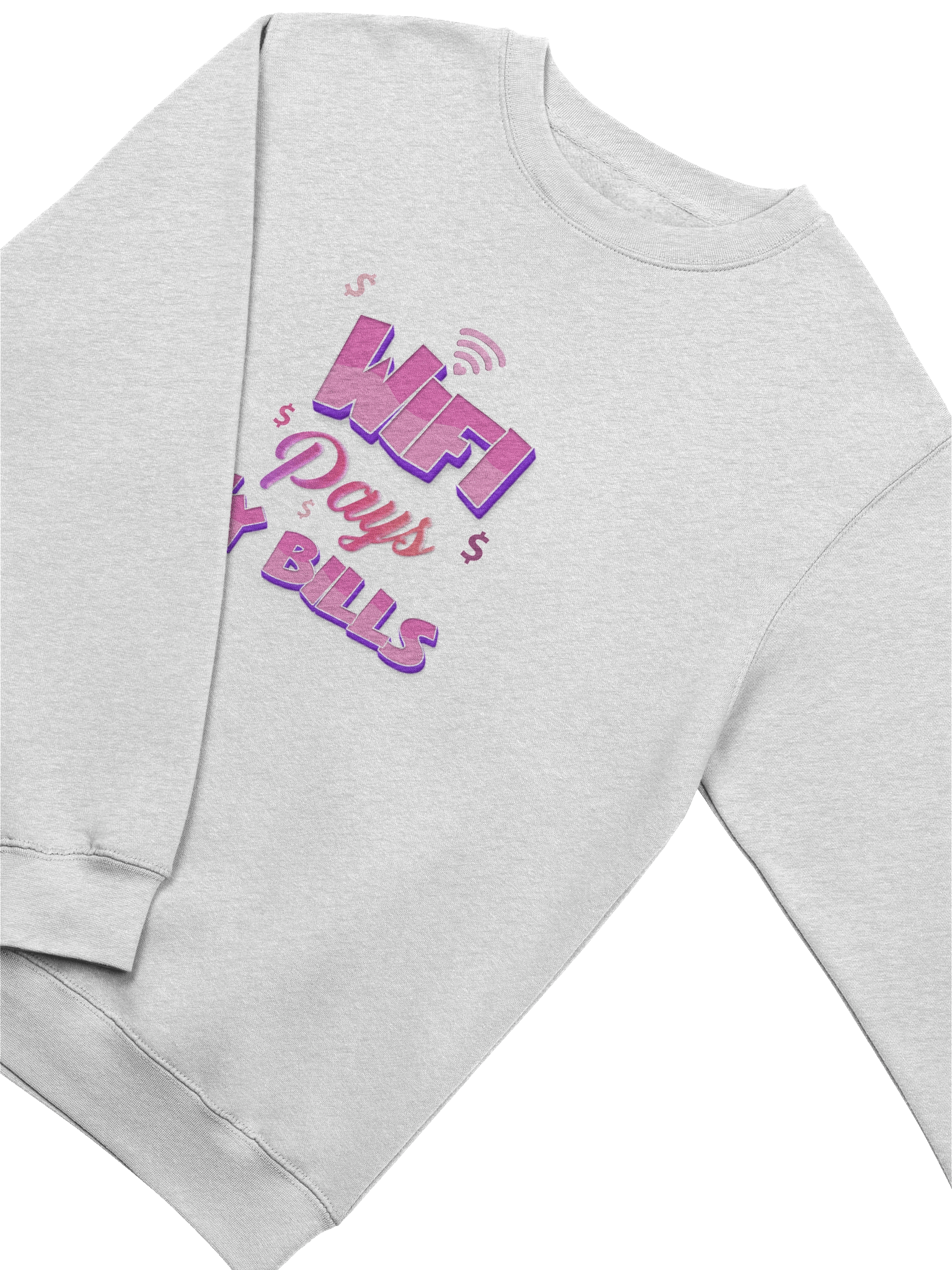 “WiFi Pays My Bills Women’s Crewneck Sweatshirt | Trendy Pink Graphic Pullover product image (3)