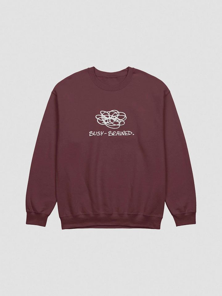BUSY-BRAINED. (lg. design, white thread) embroidered crewneck product image (16)