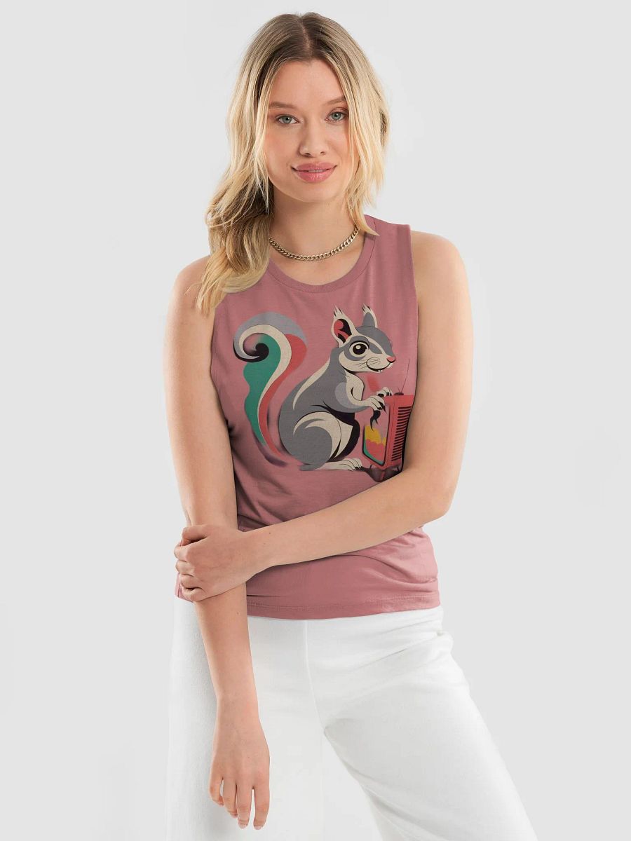 Whimsical Squirrel TV Time Muscle Tank product image (3)
