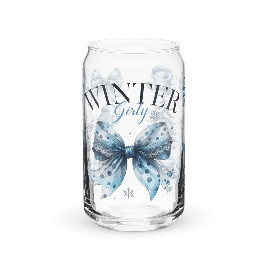 Winter Girly Blue Print Glass Can Cup With Or Without Lid product image (2)