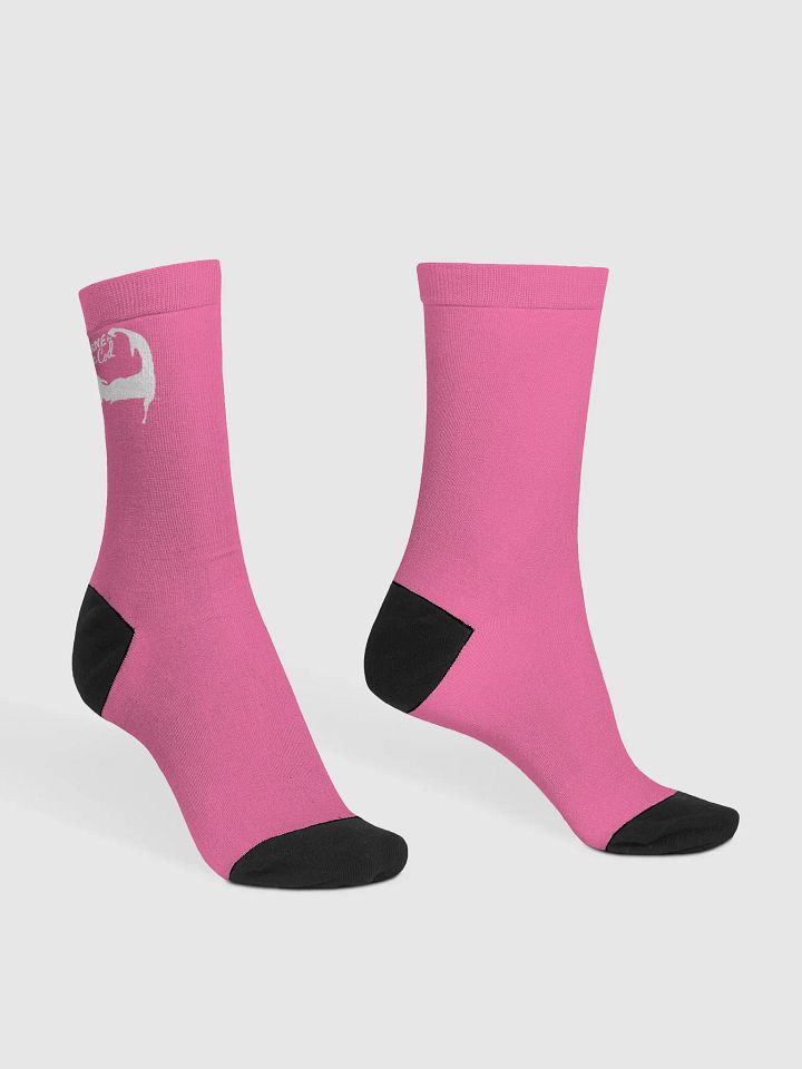 Salty Soles Crew Socks | BOURNE to Cape Cod™ Edition | White Logo on Brilliant Rose product image (2)