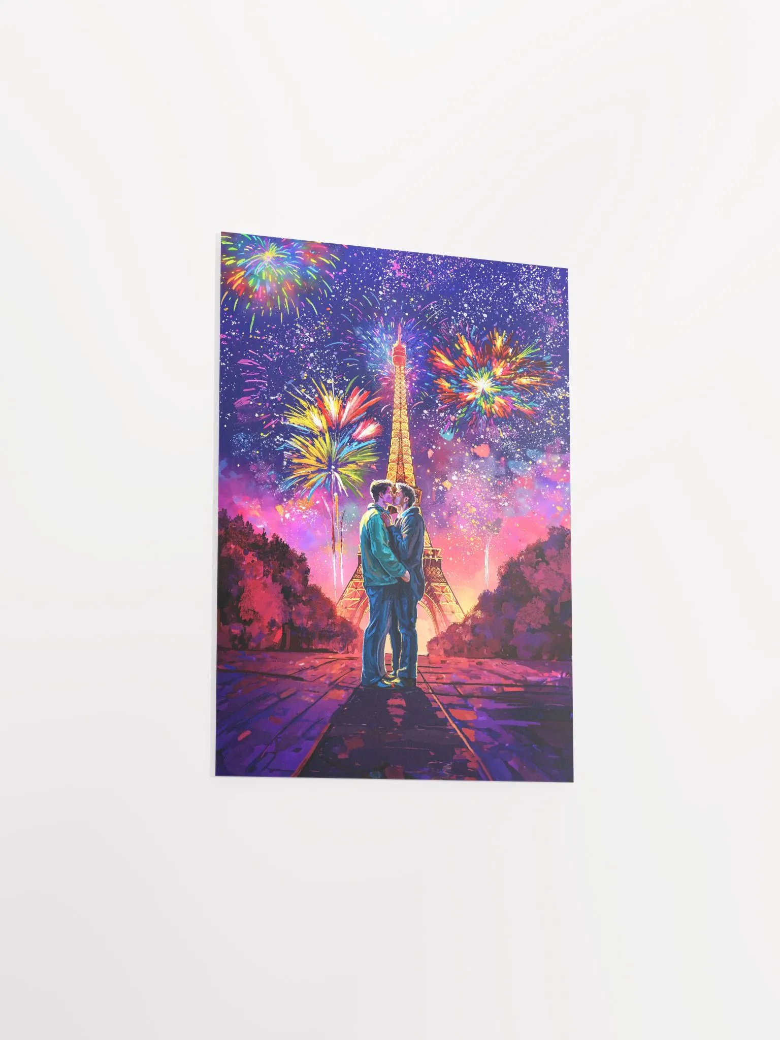 The Kiss In Paris - Romantic Gay Couple Studio Art Print product image (3)