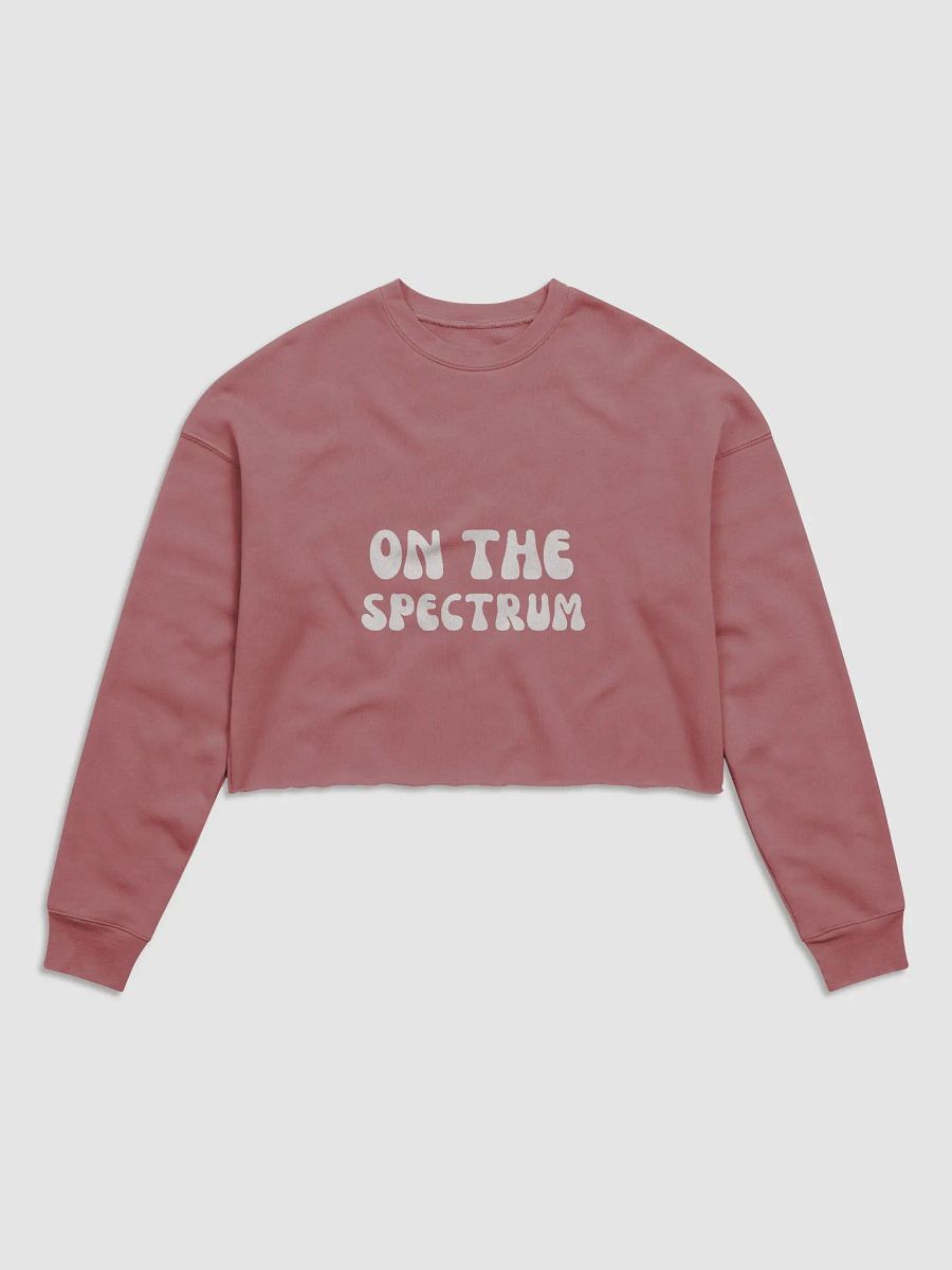ON THE SPECTRUM (white groovy design) women's fleece crop sweatshirt product image (26)