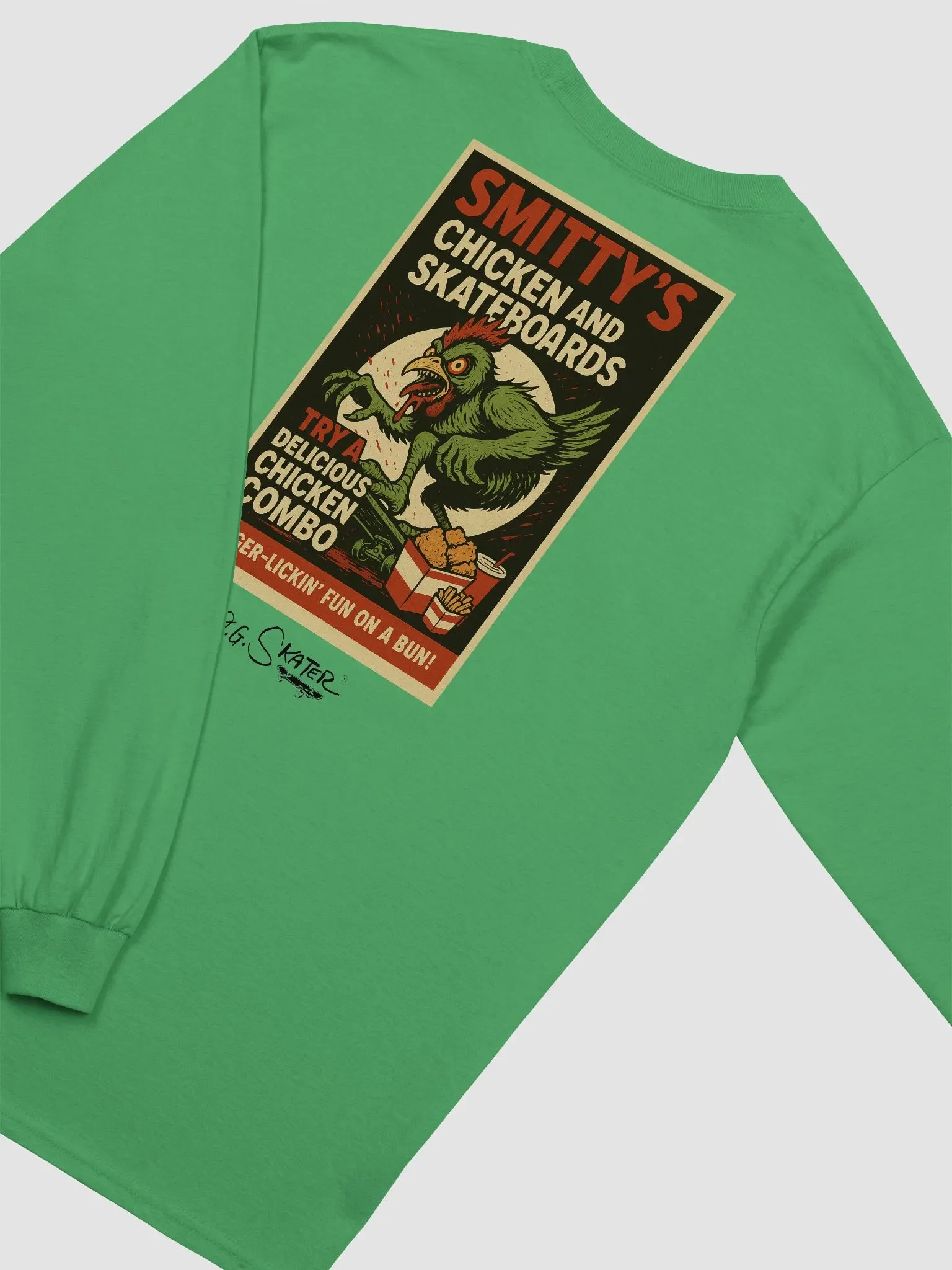 “Smitty's Chicken & Skateboards” (long sleeve) product image (1)