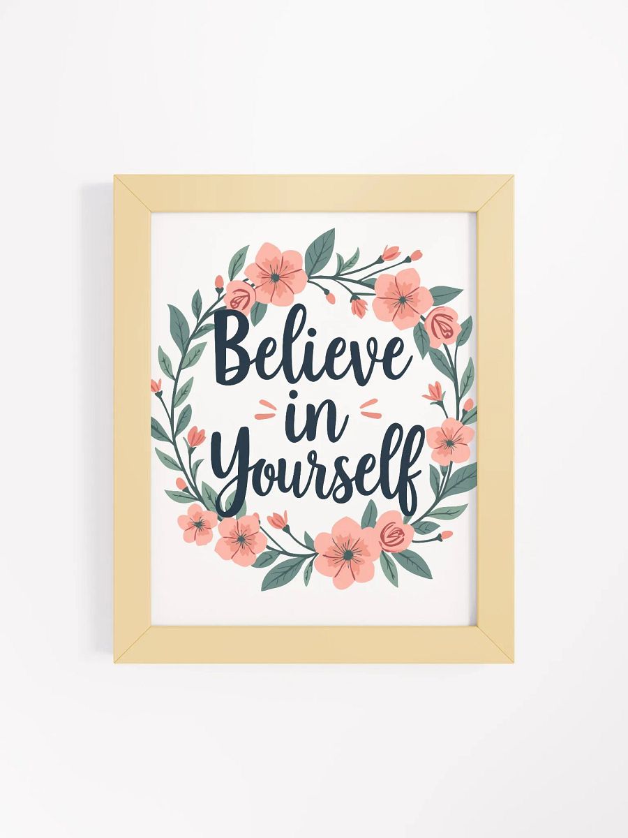 Inspirational Floral Wreath Artwork - ‘Believe in Yourself’ Motivational Wall Decor product image (45)