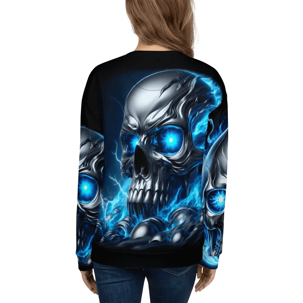 Silver Flame Skull All-Over - Unisex Sweatshirt #21 product image (7)