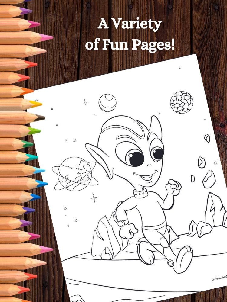 Hero Kids and Cute Aliens Printable Coloring Pages for Children product image (4)