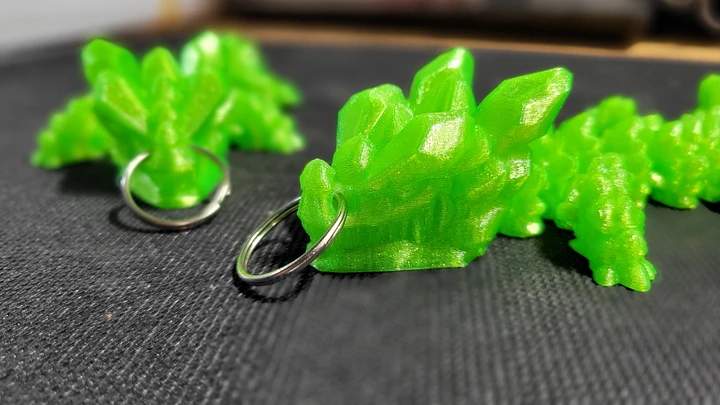 Articulated Rock Dragon Keychain (Sparkle Green) product image (2)