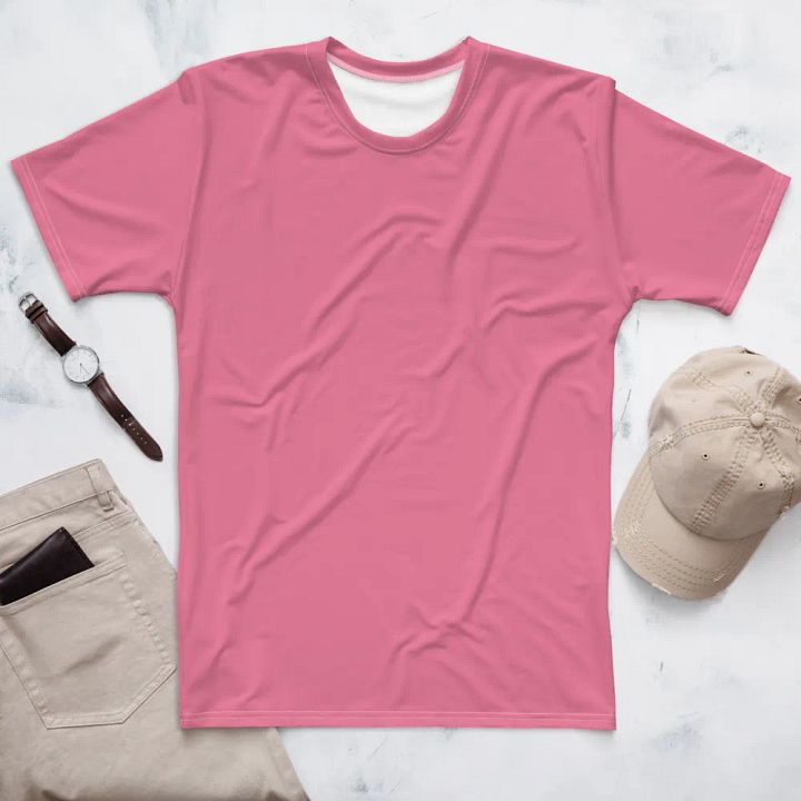 Plain Rosy Pink Soft Summer Men's Crewneck Polyester Heavyweight Premium T-Shirt by Treasure Pie product image (1)