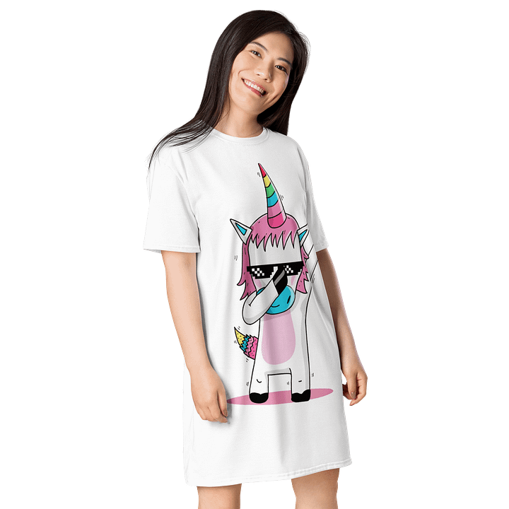 Rainbow Dab Uniporn T-Shirt Dress product image (2)