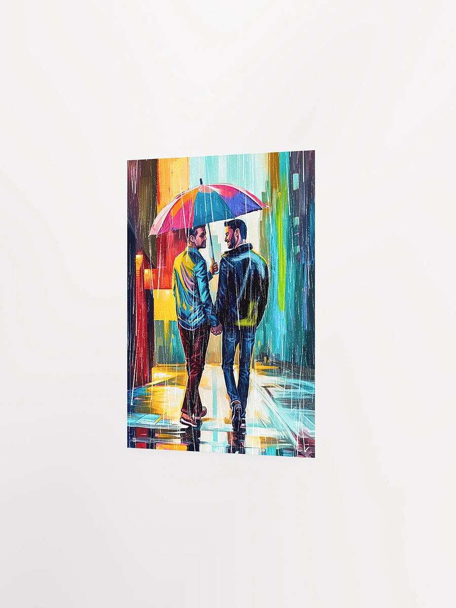 Gay Couple In The Rain – Colorful Two Hearts Matte Poster product image (2)