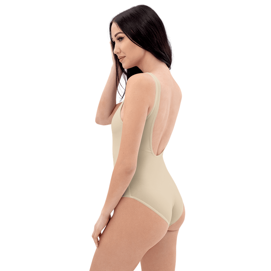 Champagne Beige Nude Solid Color Retro Inspired Women's One Piece Swimsuit product image (7)