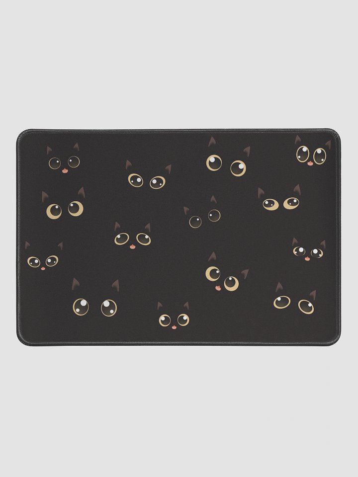 Cute Black Cat Faces (Yellow Eyes) Desk Mat 12" x 18" product image (1)